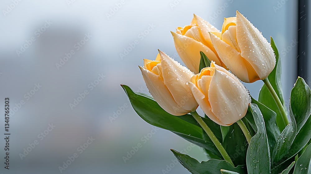 Spring flora action captivating yellow tulips in nature's embrace indoor serenity Spring flora action captivating yellow tulips in nature's embrace indoor serenity