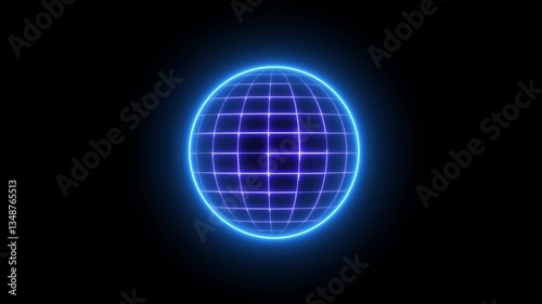 glowing Futuristic sphere animation with neon colors Lights . abstract Moving colors sphere lights party. ultra detail black background
