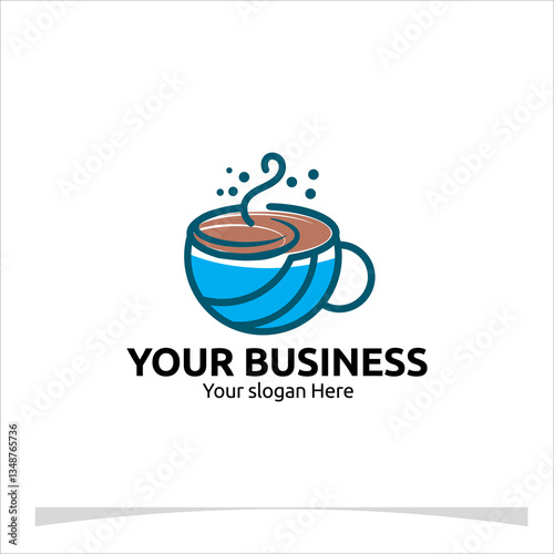 Eye-catching coffee mug logo concept with smooth lines and a vibrant color palette. Suitable for coffee roasters, online coffee stores, or breakfast cafes. Customizable vector for easy adjustments