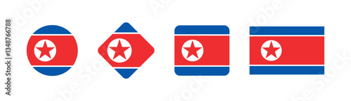 Free Download Vector North Korea National Flag icon collection. Set of North Korea Flag Icons in Various Shapes. - GFXLoad