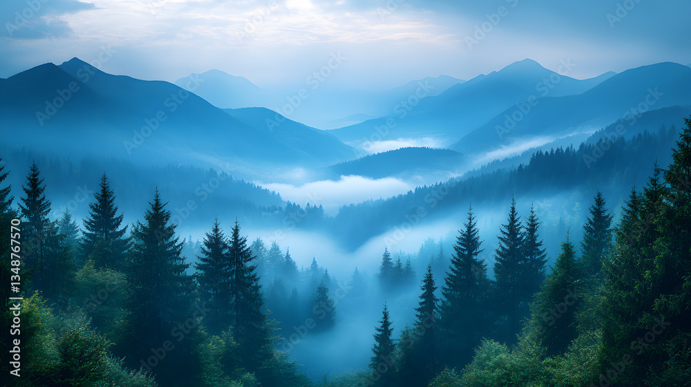 Fototapeta premium Misty Blue Mountains