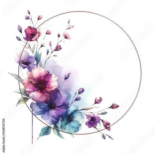 flores pintadas en acuarela. corona floral