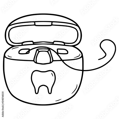 dental floss illustration hand drawn outline vector