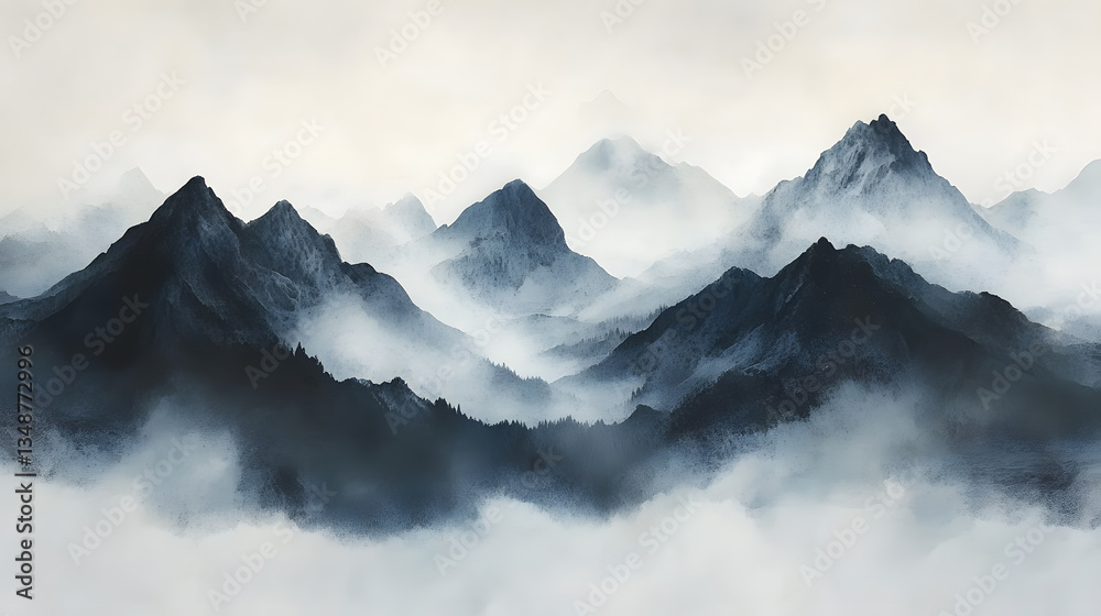 Fototapeta premium Misty Mountain Range