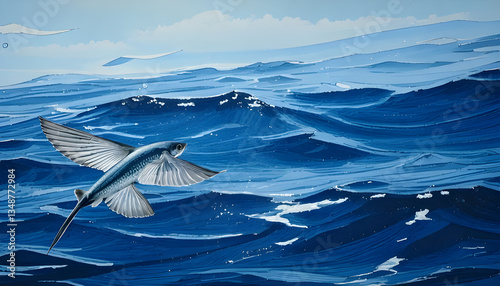 illustration in action of flying-fish.