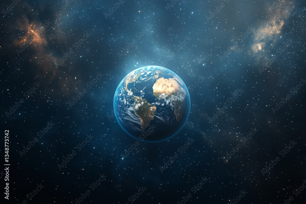 An image of Earth in space surrounded by stars, capturing a cosmic and scientific feel. Perfect for space and astronomy visuals. An image of Earth in space surrounded by stars, capturing a cosmic and scientific feel. Perfect for space and astronomy visuals.
