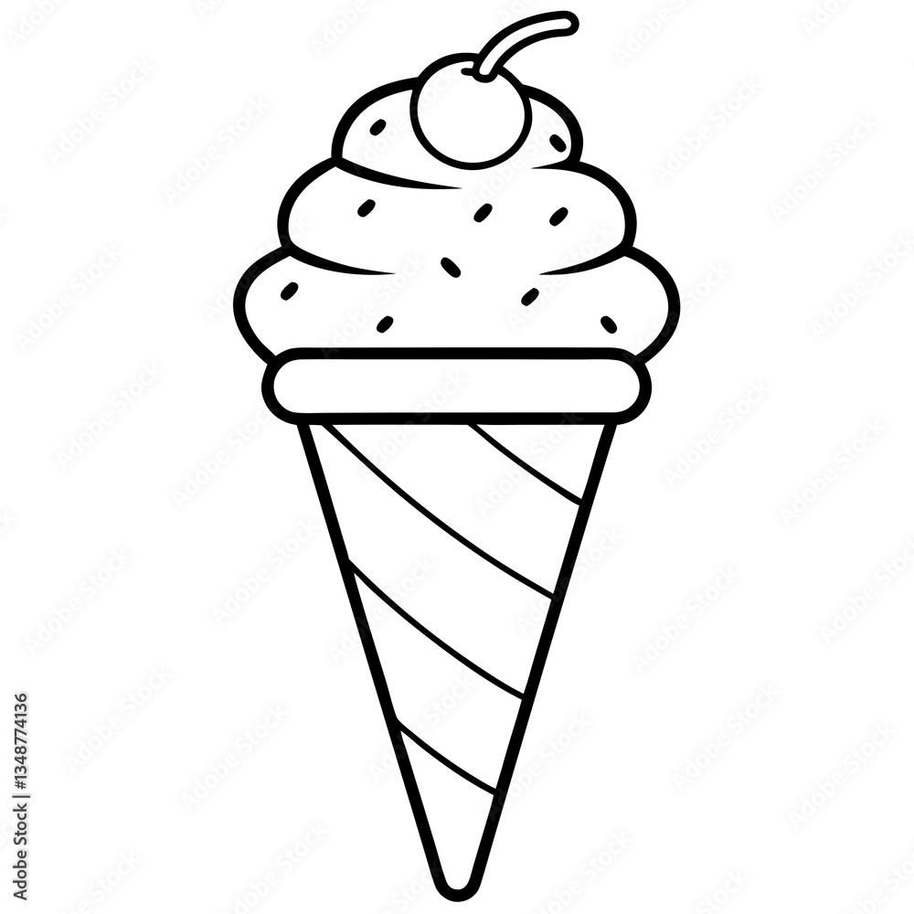 Creative Ice Cream Cone Outline Vector Creative Ice Cream Cone Outline Vector