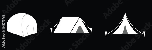 Tent icon. Hand drawn icon of a tent zipper, a portable shelter used for camping and outdoor activities.