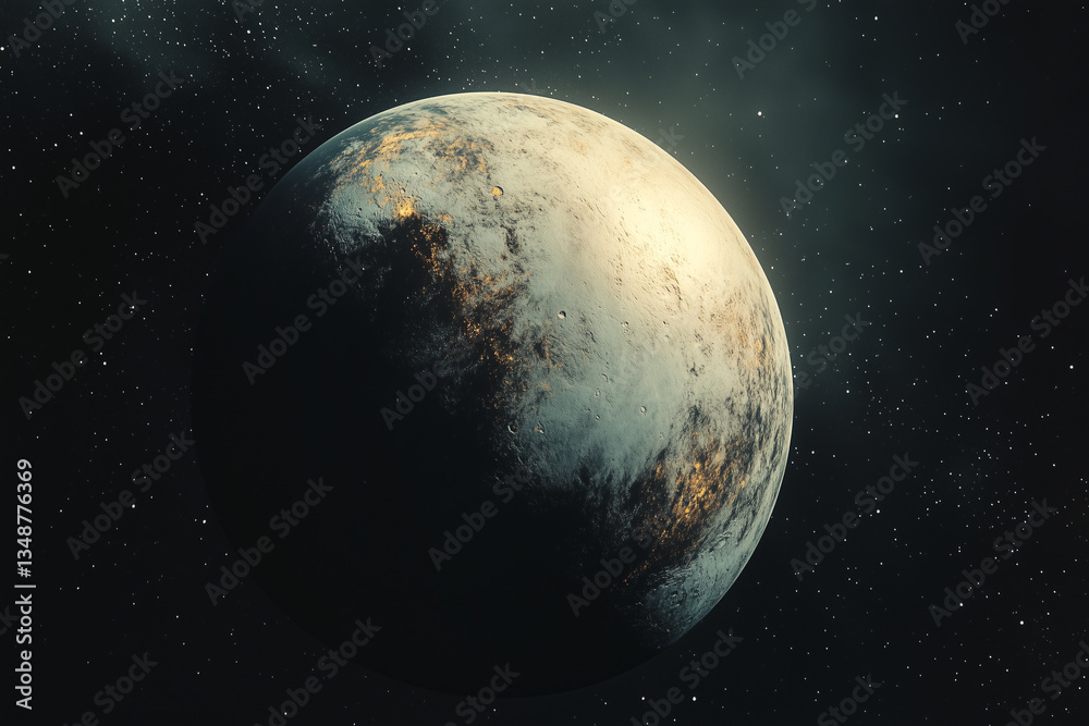 A digital image of a desolate, alien planet in space, capturing a futuristic and post-apocalyptic feel. Perfect for sci-fi and conceptual visuals. A digital image of a desolate, alien planet in space, capturing a futuristic and post-apocalyptic feel. Perfect for sci-fi and conceptual visuals.