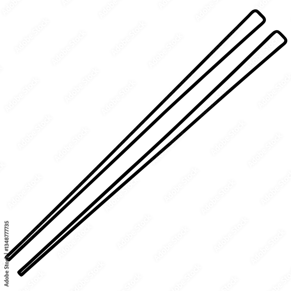 Delicate Chopsticks Vector in Outline Style Delicate Chopsticks Vector in Outline Style