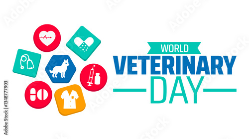 world veterinary day background banner or poster design template. observed every year in  April. Holiday concept. Use to any Template, card, poster, placard, template.