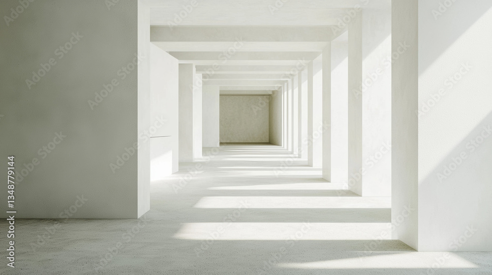 Fototapeta premium A room is white, minimalist, warm tones 