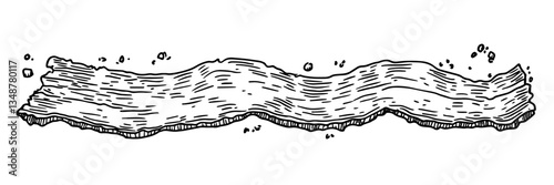bacon strip hand drawn ink sketch, vector engraving monochrome doodle