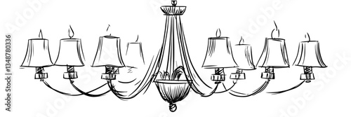 vintage chandelier vector sketch illustration