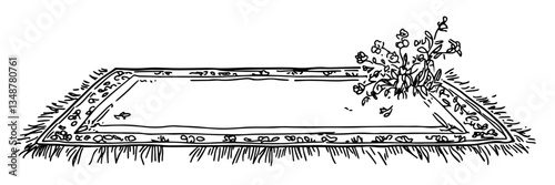 old gravestone flowers cemetery vector sketch doodle engraving
