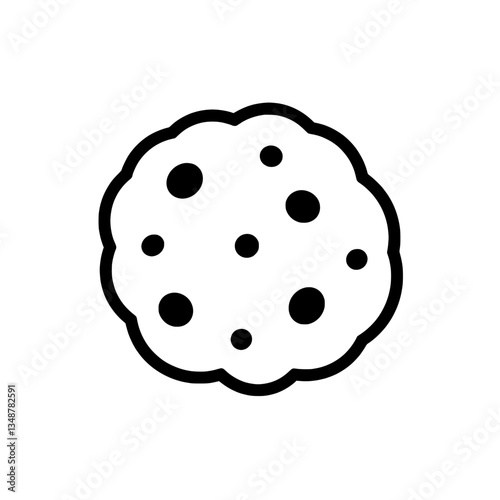 Cookie Icon: A simple yet delectable cookie, a beloved treat, stands alone in its delicious form. The iconic representation, created in a monochrome style, promises pure indulgence.