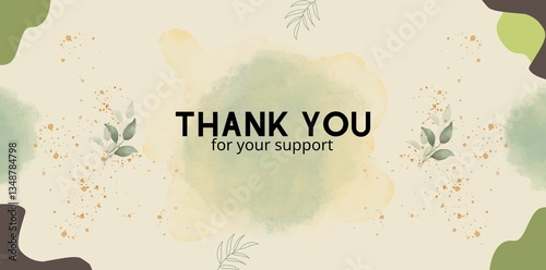 Cute Lettering Thank You For Your Support Greeting Card Illustration On Creamy Background. Thank You Appreciation Postcard Poster For Social Media. Typography, Gratitude, Professional, Premium, Card