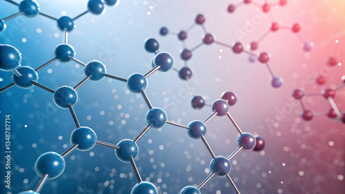 3D Molecular Structure with Abstract Scientific Background