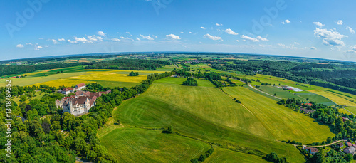 Tableau sur toile Ausblick auf das Egau-Tal rund um den Erholungsort Dischingen in der Schwäbische