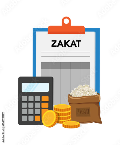 Payment of Zakat concept design flat vector illustration