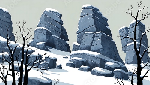 winter landscape with trees and snow