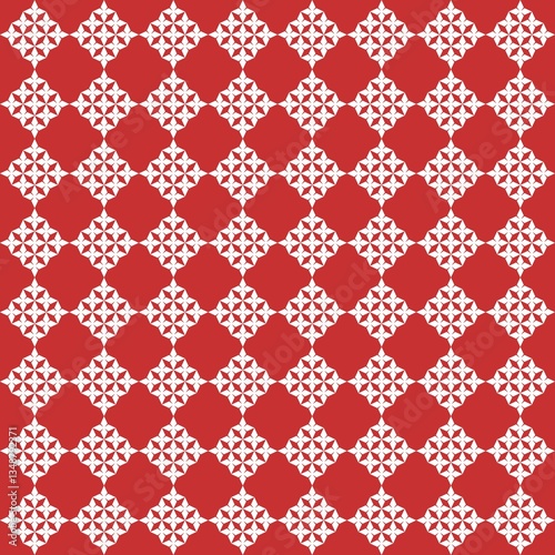 Crimson Lattice Geometric Diamond Pattern