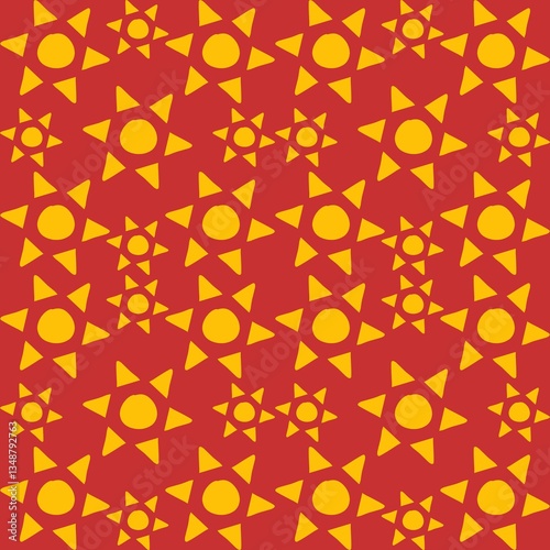 Solar Stars, Geometric Sunburst Pattern