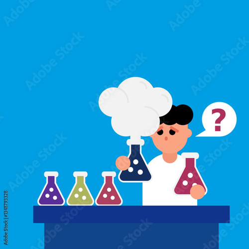 Researchers or scientist are confused during experiments in the laboratory, illustration