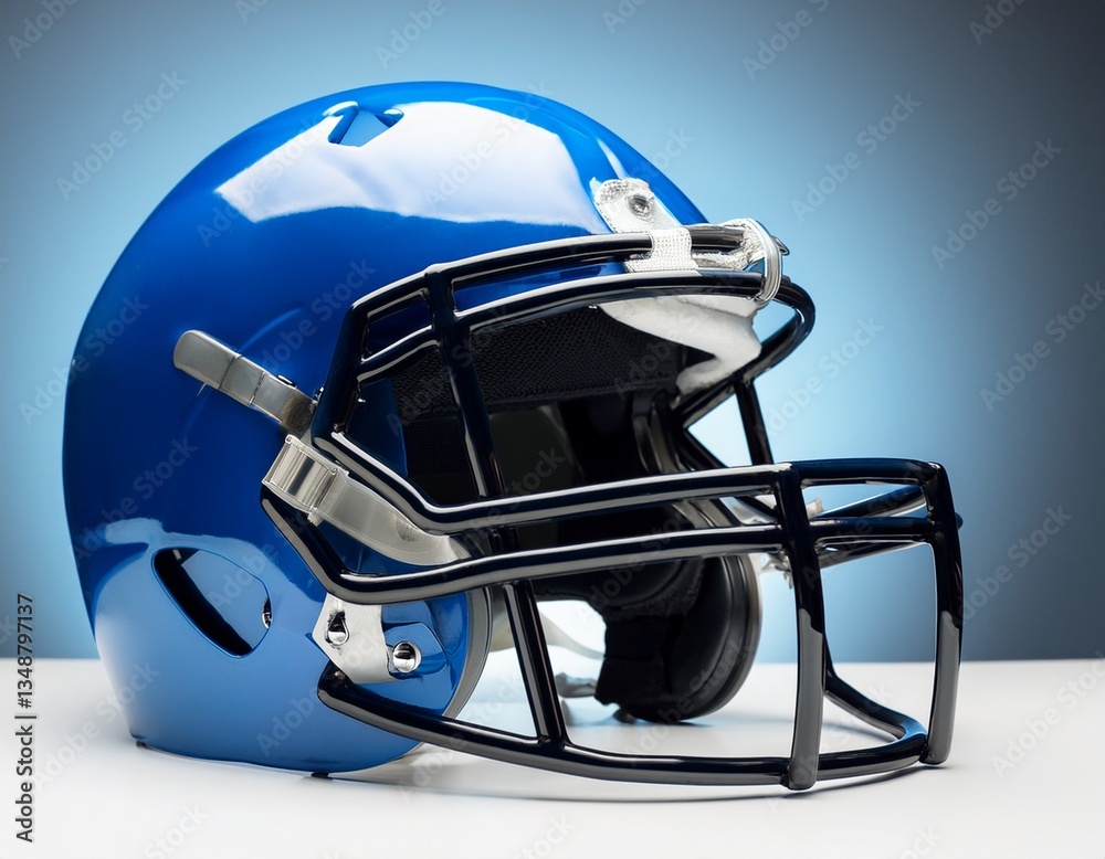 Naklejka premium Blue american football helmet. Generated image