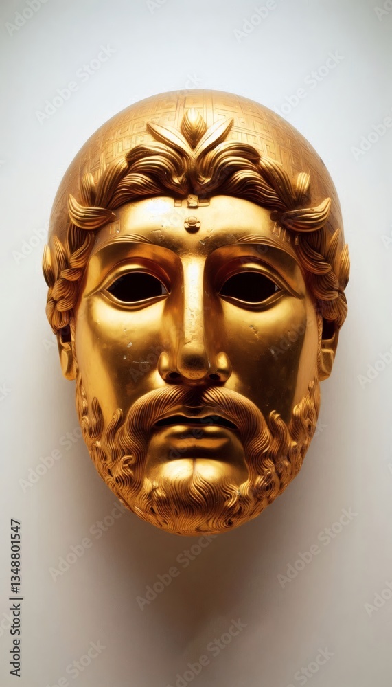 golden Mask of Agamemnon, white background for mobile wallpaper golden Mask of Agamemnon, white background for mobile wallpaper