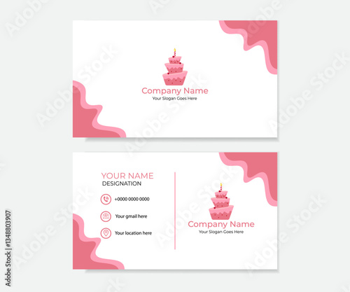 Front and back view of business card or horizontal template design  for bakery or cake shop. Vector illustration