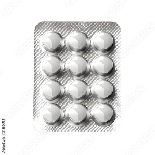 blister pack with silver foil and white tablets