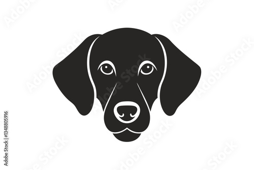 Black Dog Face Illustration, Minimalist Headshot of a Labrador Retriever Breed
