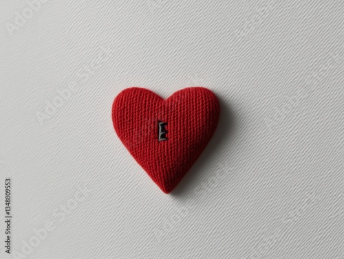 A vibrant red heart decoration on white surface.
