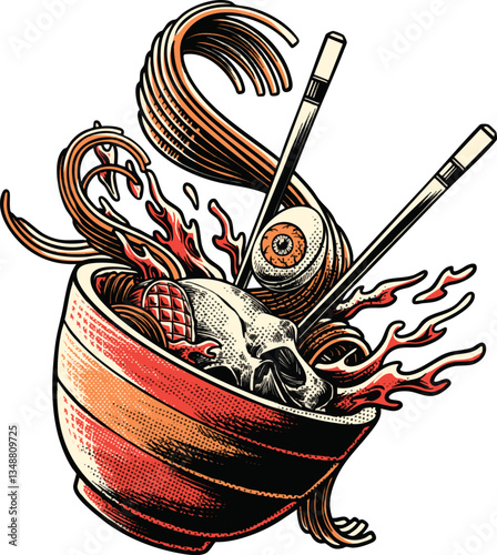 ramen skull with egg eyeballs