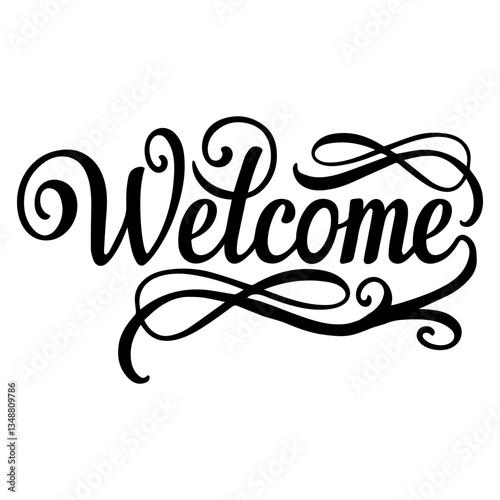 Black cursive welcome text ...