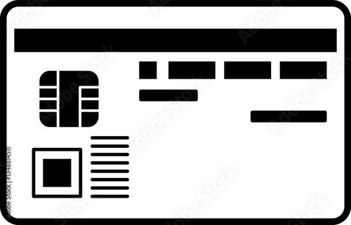 マイナンバーカード（個人番号カード）裏面のイラスト　白黒の透過アイコン