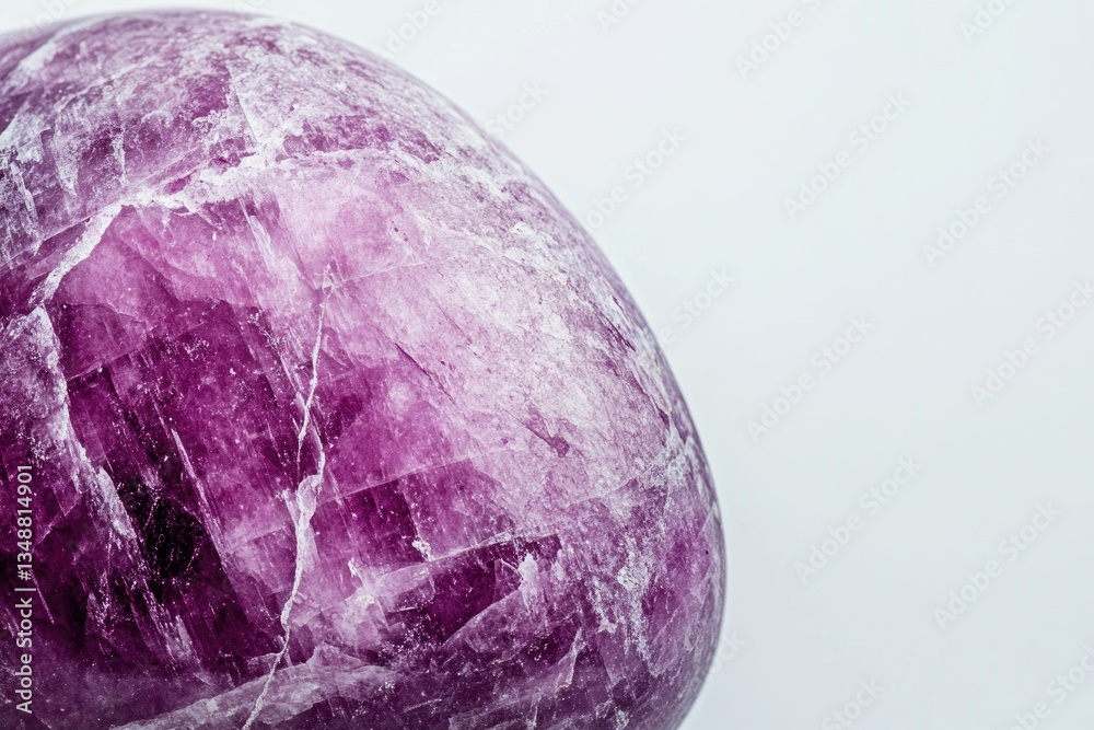 Lepidolite: Macro Photography of Gemstone Mineral on White Background