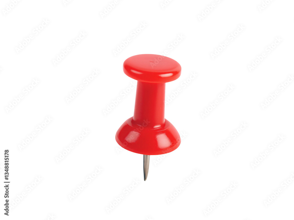 A single, bright red push pin is shown against a transparent background A single, bright red push pin is shown against a transparent background