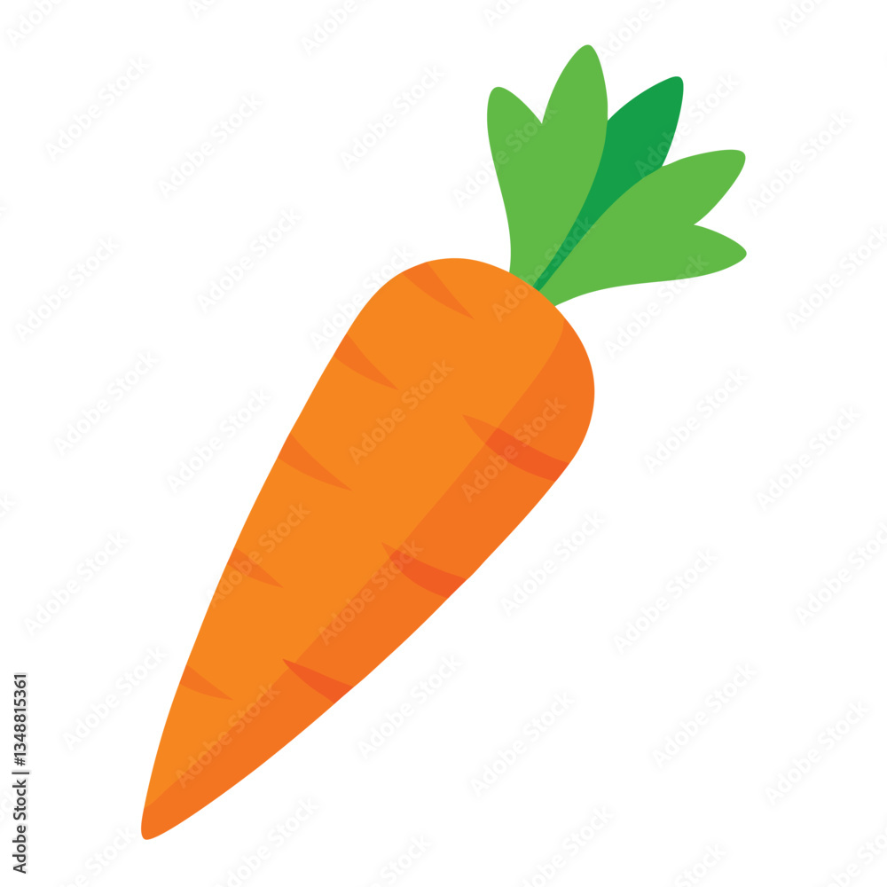 Isolated Carrot Design, Orange Vegetable with Green Top, Clean Flat Style Isolated Carrot Design, Orange Vegetable with Green Top, Clean Flat Style
