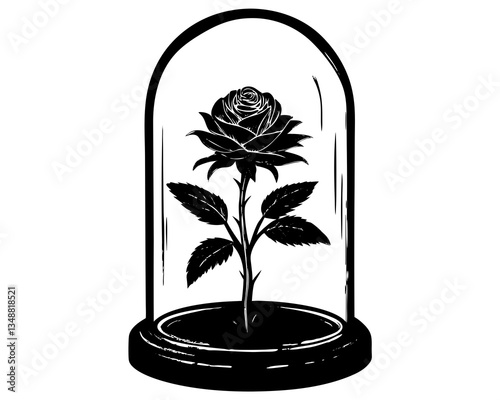 creative glass dome flower silhouette vector illustration isolated on white background