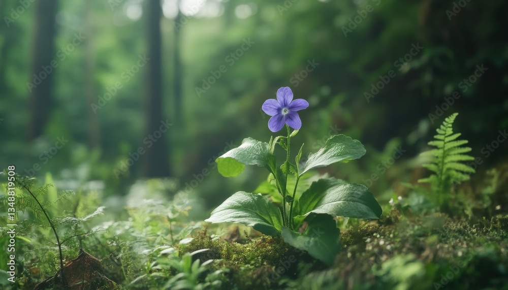 Delicate purple flower blooming in lush forest nature scene close-up view tranquil environment Delicate purple flower blooming in lush forest nature scene close-up view tranquil environment