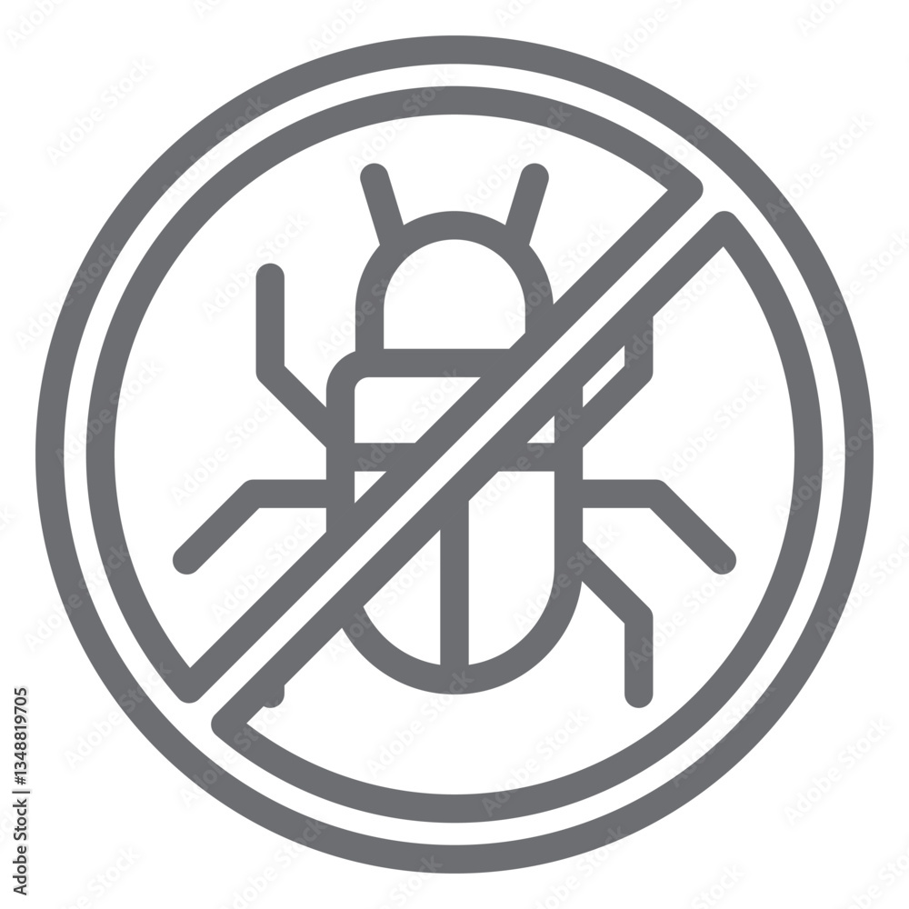 Winged beetle ban line icon, prohibited elements concept. Vector graphics. Insect, pest bugs forbidden sign on white background, outline style icon for mobile or web design. Winged beetle ban line icon, prohibited elements concept. Vector graphics. Insect, pest bugs forbidden sign on white background, outline style icon for mobile or web design.