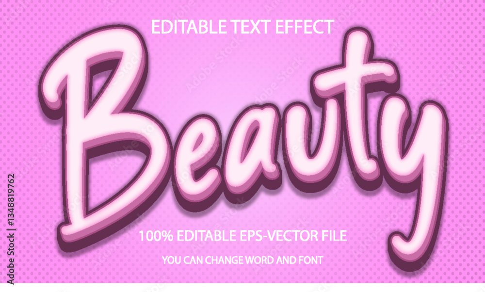 Beauty Editable 3d text design font effect template Beauty Editable 3d text design font effect template