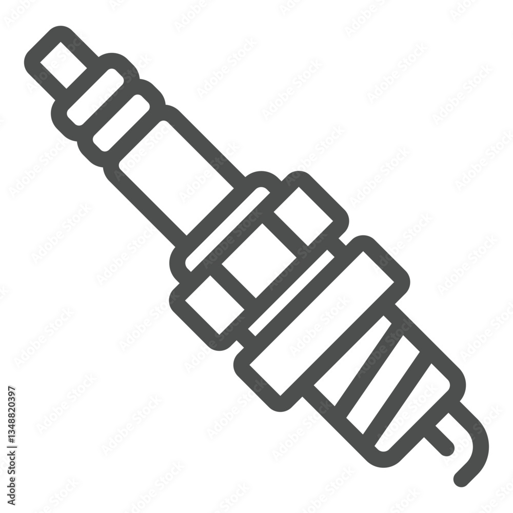 Spark plug of motor engine line icon, car service concept. Vector graphics. Ignition candle, car part sign on white background, outline style icon for mobile or web design. Spark plug of motor engine line icon, car service concept. Vector graphics. Ignition candle, car part sign on white background, outline style icon for mobile or web design.