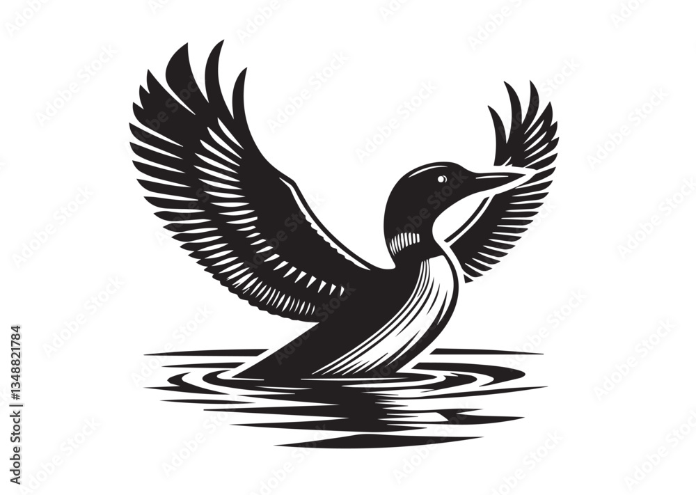 Obraz premium Loon Silhouette vector illustration