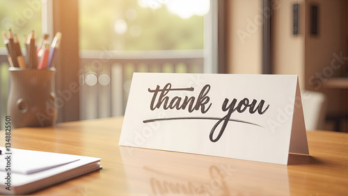 Elegant Calligraphy Thank You Card with Sunny Window View