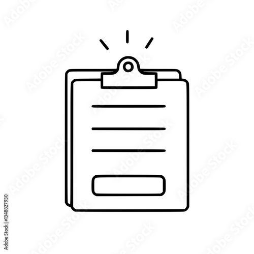 A clipboard icon with papers shines brightly indicating a task a message a notice or a reminder The drawing is a simple representation of a document
