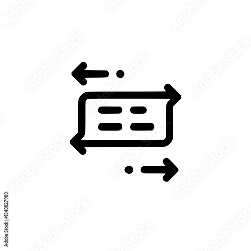 Message Exchange Icon: Illustrating bidirectional communication with arrows pointing in opposite directions from a central message bubble symbol
