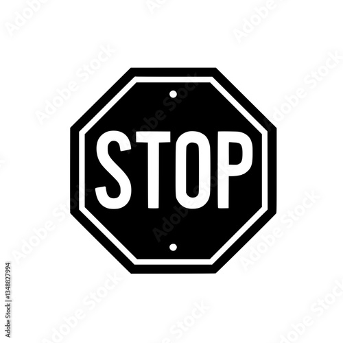 Monochromatic sign signaling 'STOP' features an octagon shape and is easily recognizable promoting safety and order